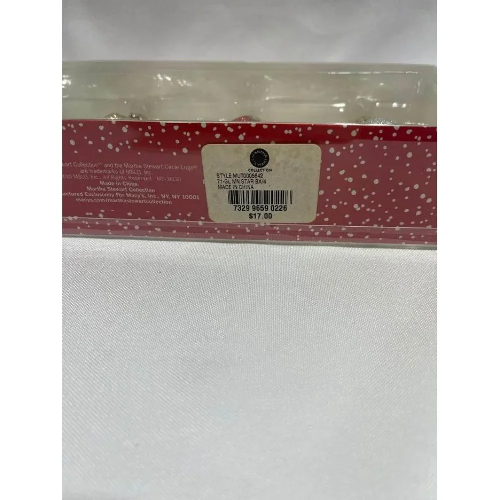 Brand New Martha Stewart Collection 4 Pack Mini Molded Glass Ornaments